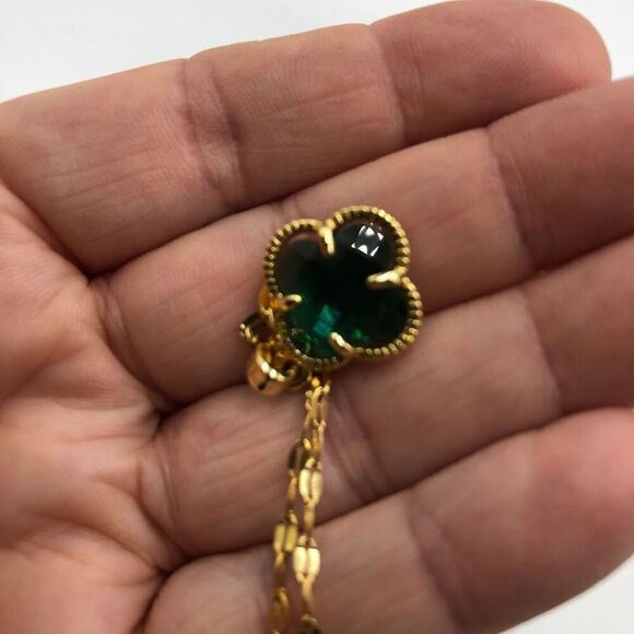 18K Gold Plated Stainless Steel "Four Leaf Clover" Necklace Hypoallergenic - Picture 3 of 12